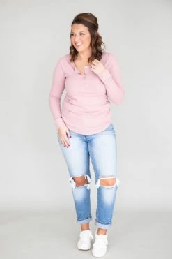 Promo 🛒 Pink Lily Unbelievable Story Henley Mauve Blouse FINAL SALE 🤩 -lounge-tops shop 169510 18 650x