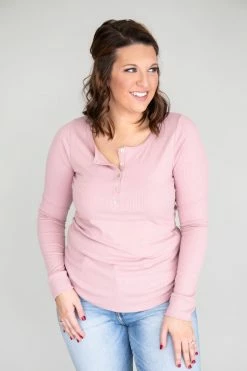 Promo 🛒 Pink Lily Unbelievable Story Henley Mauve Blouse FINAL SALE 🤩 -lounge-tops shop 169510 19 650x