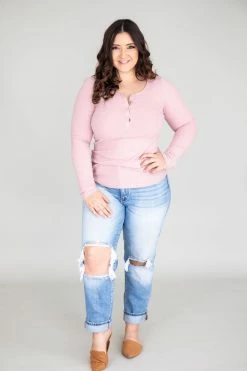 Promo 🛒 Pink Lily Unbelievable Story Henley Mauve Blouse FINAL SALE 🤩 -lounge-tops shop 169510 3 650x