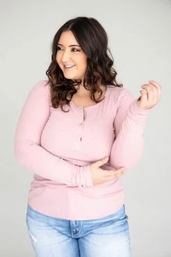 Promo 🛒 Pink Lily Unbelievable Story Henley Mauve Blouse FINAL SALE 🤩 -lounge-tops shop 169510 6 650x