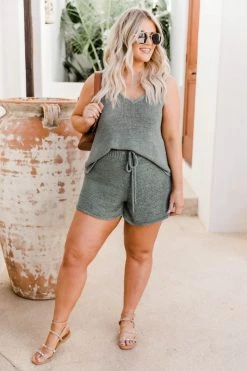 Coupon 🛒 Pink Lily Wonder Often Sage Shorts FINAL SALE 👍