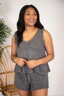 Brand new 🔔 Pink Lily Wonder Often Charcoal Sweater Tank FINAL SALE 🎉 -lounge-tops shop 171334 171336 19 650x