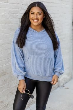 Cheap ⭐ Pink Lily Stylish Splendor Blue Hoodie 🎁