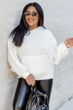 Deals ⌛ Pink Lily Stylish Splendor White Hoodie 👍