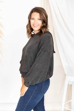 Best Sale 😀 Pink Lily Stylish Splendor Charcoal Hoodie 😍 -lounge-tops shop 173908 5 650x