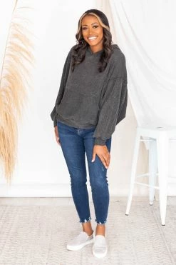 Best Sale 😀 Pink Lily Stylish Splendor Charcoal Hoodie 😍 -lounge-tops shop 173908 7 650x