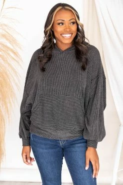 Best Sale 😀 Pink Lily Stylish Splendor Charcoal Hoodie 😍 -lounge-tops shop 173908 8 650x