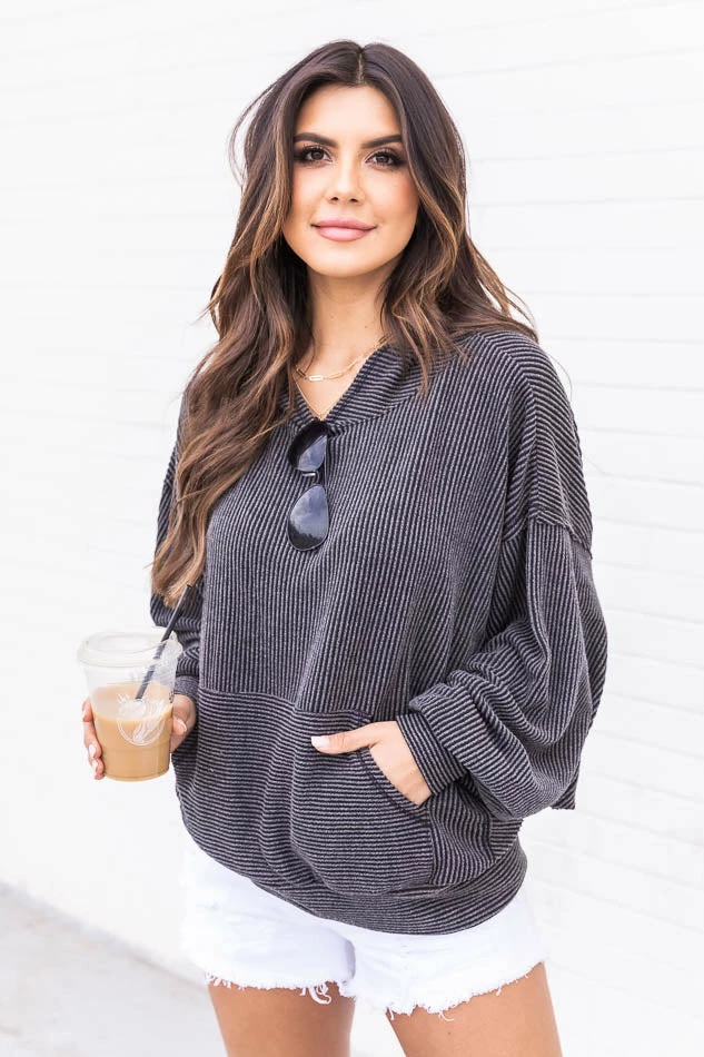 Best Sale 😀 Pink Lily Stylish Splendor Charcoal Hoodie 😍 - Image 2