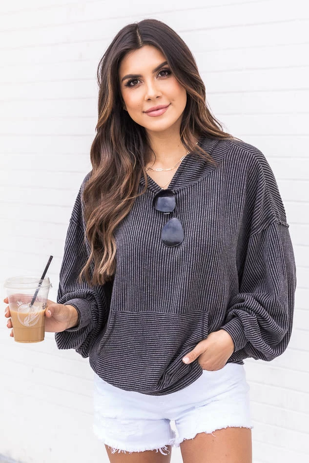 Best Sale 😀 Pink Lily Stylish Splendor Charcoal Hoodie 😍 - Image 5