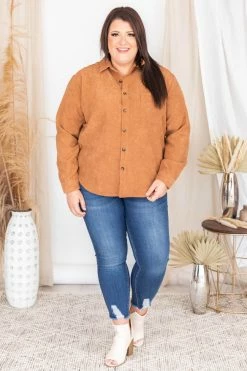 New 💯 Pink Lily Heartfelt Story Camel Button Up Corduroy Shacket FINAL SALE 🤩 -lounge-tops shop 174976 11 650x