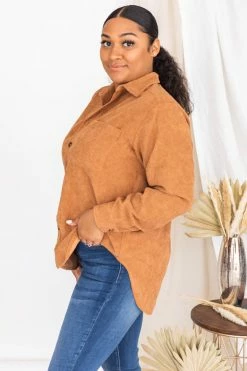 New 💯 Pink Lily Heartfelt Story Camel Button Up Corduroy Shacket FINAL SALE 🤩 -lounge-tops shop 174976 17 650x
