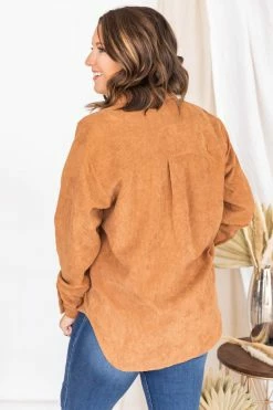 New 💯 Pink Lily Heartfelt Story Camel Button Up Corduroy Shacket FINAL SALE 🤩 -lounge-tops shop 174976 9 650x