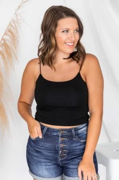 Best deal 👍 Pink Lily Album Of Memories Black Crop Tank 🎁 -lounge-tops shop 175284 3 650x