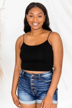 Best deal 👍 Pink Lily Album Of Memories Black Crop Tank 🎁 -lounge-tops shop 175284 4 650x