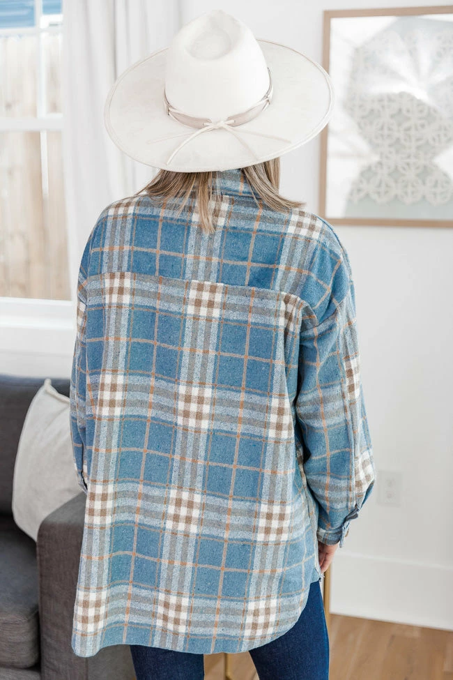 Coupon ✨ Pink Lily Misunderstood Heart Blue/Orange Plaid Shacket 👏 - Image 8