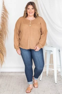 Deals 👏 Pink Lily Headed South Tan Waffle Knit Pullover FINAL SALE ✨ -lounge-tops shop 175546 14 650x