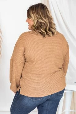 Deals 👏 Pink Lily Headed South Tan Waffle Knit Pullover FINAL SALE ✨ -lounge-tops shop 175546 7 650x