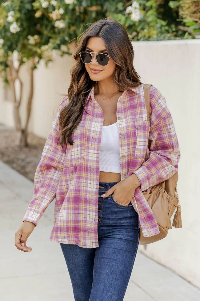 Coupon 🔥 Pink Lily Wishing On Forever Pink Plaid Shacket 😀 - Image 2