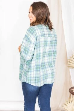 Best reviews of ⭐ Pink Lily Wishing On Forever Green Plaid Shacket FINAL SALE 🧨 -lounge-tops shop 175646 14 650x