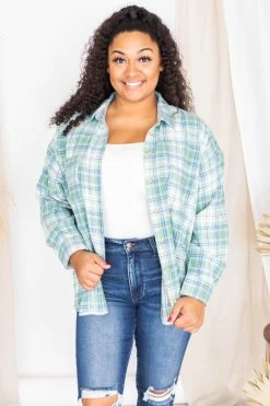 Best reviews of ⭐ Pink Lily Wishing On Forever Green Plaid Shacket FINAL SALE 🧨 -lounge-tops shop 175646 3 650x
