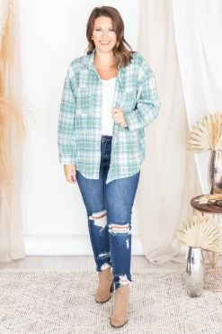 Best reviews of ⭐ Pink Lily Wishing On Forever Green Plaid Shacket FINAL SALE 🧨 -lounge-tops shop 175646 8 650x