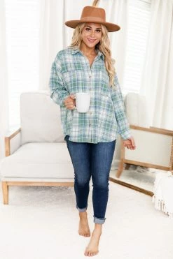 Best reviews of ⭐ Pink Lily Wishing On Forever Green Plaid Shacket FINAL SALE 🧨