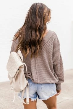 Cheapest ✨ Pink Lily Outstanding Memory Mocha V-Neck Waffle Knit Pullover FINAL SALE ⌛ -lounge-tops shop 175778 170016 knowyourheart 170496 dorothywhite 164212 she schic 172608 worththechance 172914 glamorousalwaysgold 1 650x