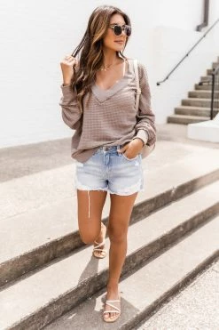 Cheapest ✨ Pink Lily Outstanding Memory Mocha V-Neck Waffle Knit Pullover FINAL SALE ⌛ -lounge-tops shop 175778 170016 knowyourheart 170496 dorothywhite 164212 she schic 172608 worththechance 172914 glamorousalwaysgold 6 650x