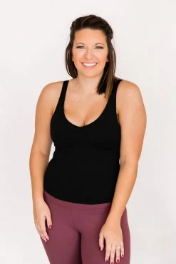 Top 10 🤩 Pink Lily Miles Ahead Black V-Neck Tank Bra Top ✨ -lounge-tops shop 177952 3 650x