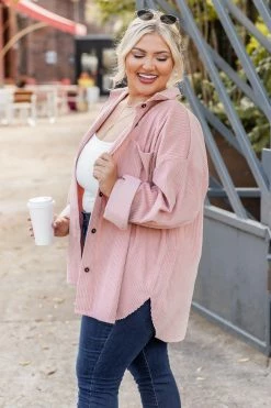 Promo 😍 Pink Lily Easy To Miss Pink Corduroy Shacket 🤩 -lounge-tops shop 178078 8 650x