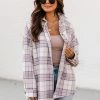 Promo 👏 Pink Lily In Dreamland White/Purple Plaid Shacket ✨
