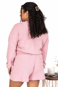 Best deal 🔔 Pink Lily Why Not Mauve Cropped Cord Lounge Pullover ✔️ -lounge-tops shop 179518 179520 19 650x