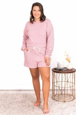 Best deal 🔔 Pink Lily Why Not Mauve Cropped Cord Lounge Pullover ✔️ -lounge-tops shop 179518 179520 9 650x