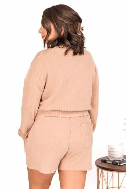 Cheapest 🎁 Pink Lily Why Not Taupe Cropped Cord Lounge Pullover ✨ -lounge-tops shop 179526 179528 3 650x