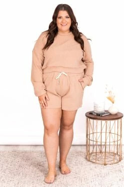 Cheapest 🎁 Pink Lily Why Not Taupe Cropped Cord Lounge Pullover ✨ -lounge-tops shop 179526 179528 7 650x