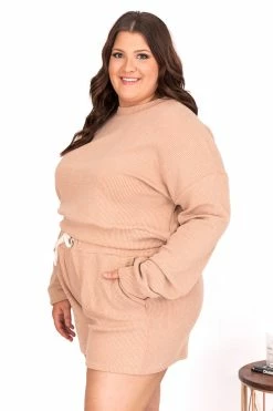 Cheapest 🎁 Pink Lily Why Not Taupe Cropped Cord Lounge Pullover ✨ -lounge-tops shop 179526 179528 8 650x