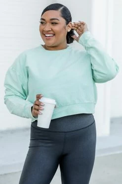 Cheap 😀 Pink Lily Stellar Weekend Mint Acid Wash Cropped Cord Sweatshirt 🤩 -lounge-tops shop 179866 5 650x