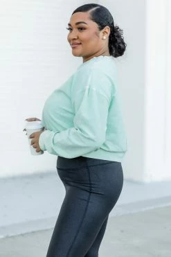 Cheap 😀 Pink Lily Stellar Weekend Mint Acid Wash Cropped Cord Sweatshirt 🤩 -lounge-tops shop 179866 6 650x