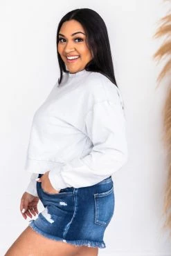 Cheap 🤩 Pink Lily Stellar Weekend Grey Acid Wash Cropped Cord Sweatshirt 🎁 -lounge-tops shop 179870 3 650x