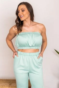 Best deal 🎁 Pink Lily Stories Told Sage Strapless Crop Top FINAL SALE 😉 -lounge-tops shop 180206 180208 8 650x