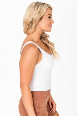 Best Sale 😀 Pink Lily Timeline Together White Seamless V-Neck Brami FINAL SALE ⭐ -lounge-tops shop 180286 184056 18 650x