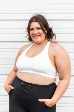 Flash Sale 👍 Pink Lily Run Out Of Time White V-neck Sports Bra 😉 -lounge-tops shop 180534 12 650x