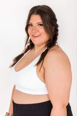 Flash Sale 👍 Pink Lily Run Out Of Time White V-neck Sports Bra 😉 -lounge-tops shop 180534 8 650x