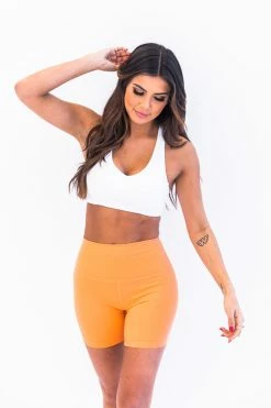 Flash Sale 👍 Pink Lily Run Out Of Time White V-neck Sports Bra 😉 -lounge-tops shop 180534 runoutoftimewhite 180582 simpleroutineorange 10 650x