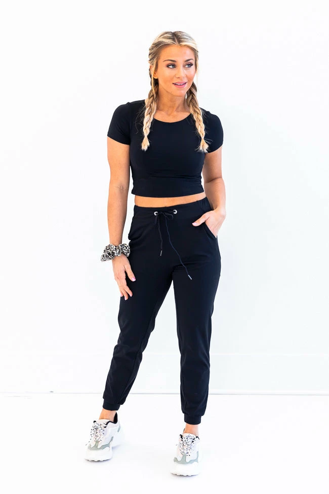 Brand new ❤️ Pink Lily Maybe I'm Dreaming Black Cutout Active Short Sleeve Tee ✨ - Image 10