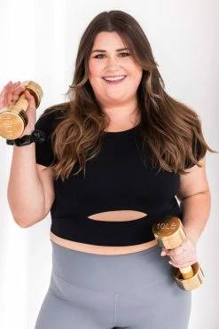 Brand new ❤️ Pink Lily Maybe I'm Dreaming Black Cutout Active Short Sleeve Tee ✨ -lounge-tops shop 180552 2 650x