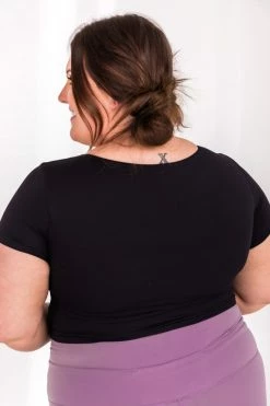 Brand new ❤️ Pink Lily Maybe I'm Dreaming Black Cutout Active Short Sleeve Tee ✨ -lounge-tops shop 180552 4 650x