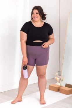 Brand new ❤️ Pink Lily Maybe I'm Dreaming Black Cutout Active Short Sleeve Tee ✨ -lounge-tops shop 180552 5 650x