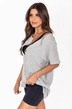 Best reviews of 👍 Pink Lily Undoubting Memories Grey Henley Tee FINAL SALE ⭐ -lounge-tops shop 180848 169458 180284 7 650x