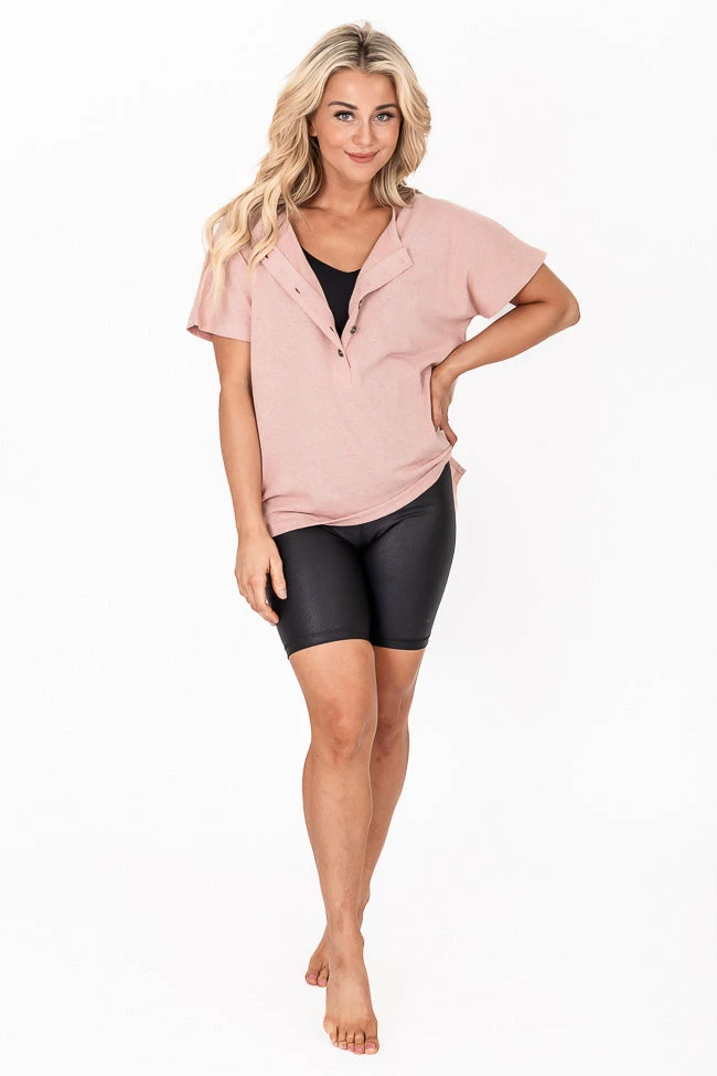 Cheap ✨ Pink Lily Undoubting Memories Pink Henley Tee FINAL SALE ✔️ 3 Cheap ✨ Pink Lily Undoubting Memories Pink Henley Tee FINAL SALE ✔️